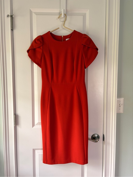 Calvin Klein Dresses & Skirts - Calvin Klein Dark Orange Puff Sleeve Midi Dress
